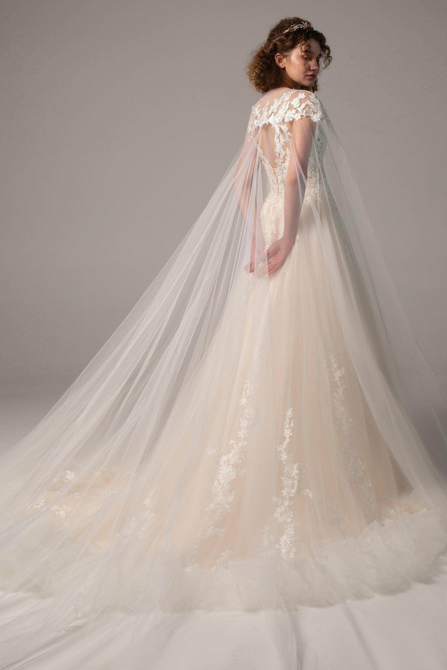 A-Line Court Train Tulle Wedding Dress CW2359 - COCOMELODY