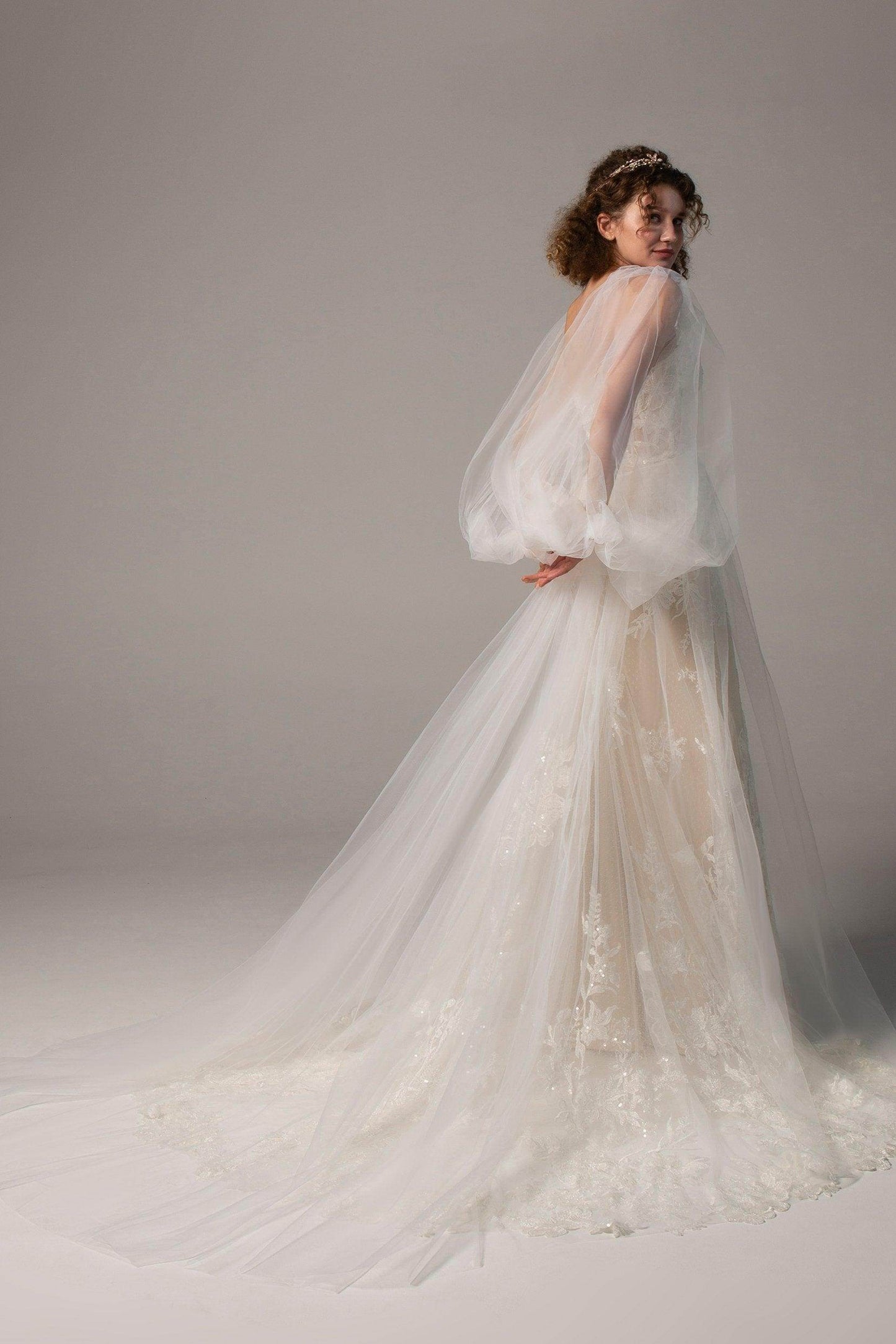 Trumpet Court Train Tulle Knitted Wedding Dress CW2360 - COCOMELODY