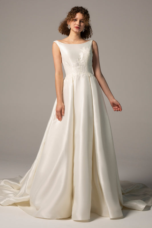 A-Line Court Train Satin Wedding Dress CW2362