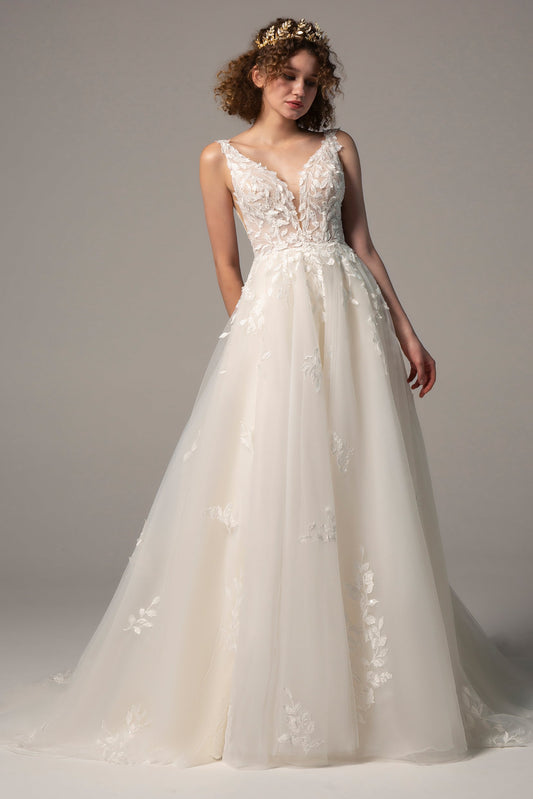A-Line Court Train Tulle Wedding Dress CW2368