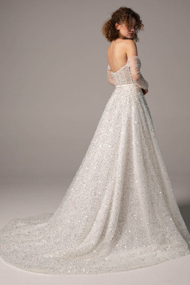A-Line Court Train Sequined Wedding Dress CW2381 - COCOMELODY