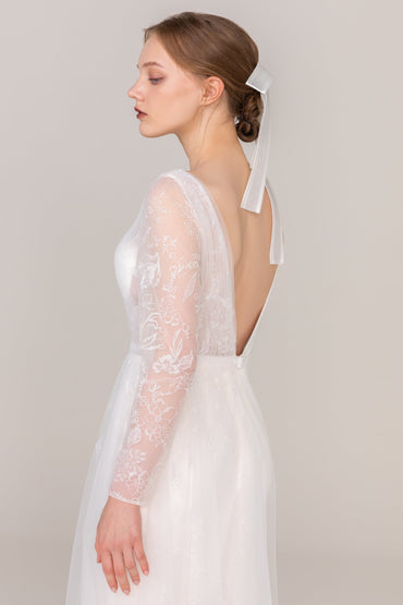 Sheath Floor Length Elastic Cloth Tulle Wedding Dress CW2410