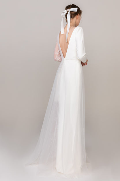 Sheath Floor Length Elastic Cloth Tulle Wedding Dress CW2410