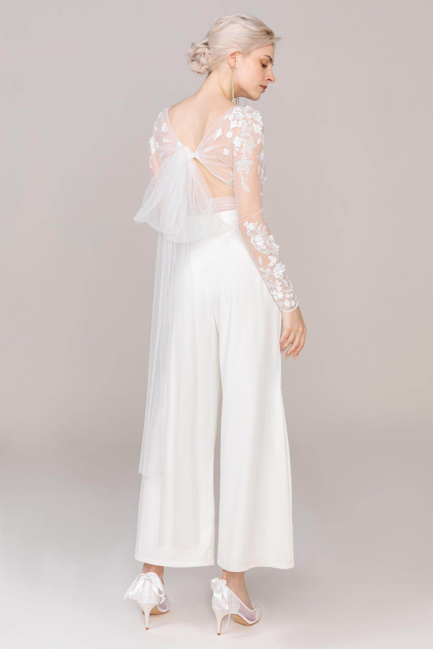Two-Piece Tea Length Elastic Cloth Wedding Dress CW2419 - COCOMELODY