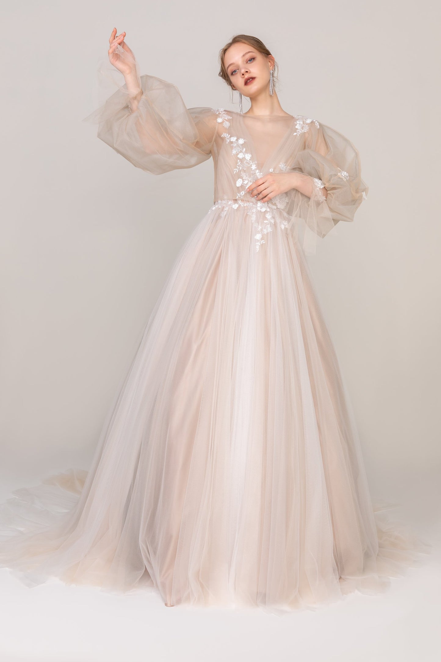 A-Line Court Train Tulle Wedding Dress CW2421