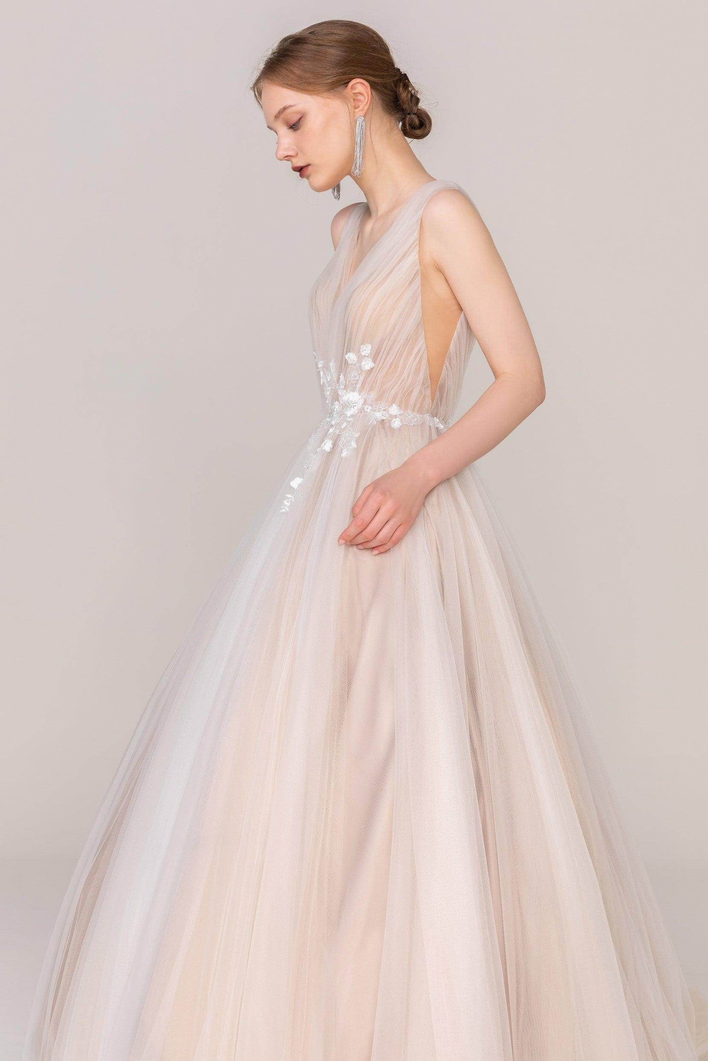 A-Line Court Train Tulle Wedding Dress CW2421