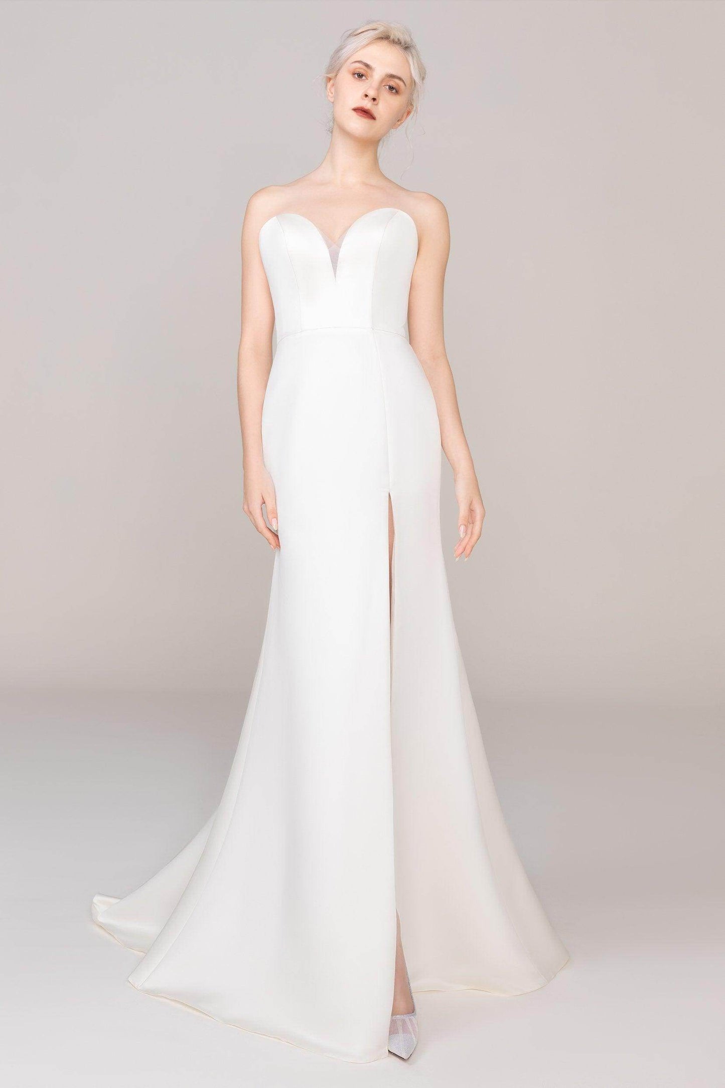 Trumpet-Mermaid Sweep-Brush Train Satin Wedding Dress CW2477 - COCOMELODY