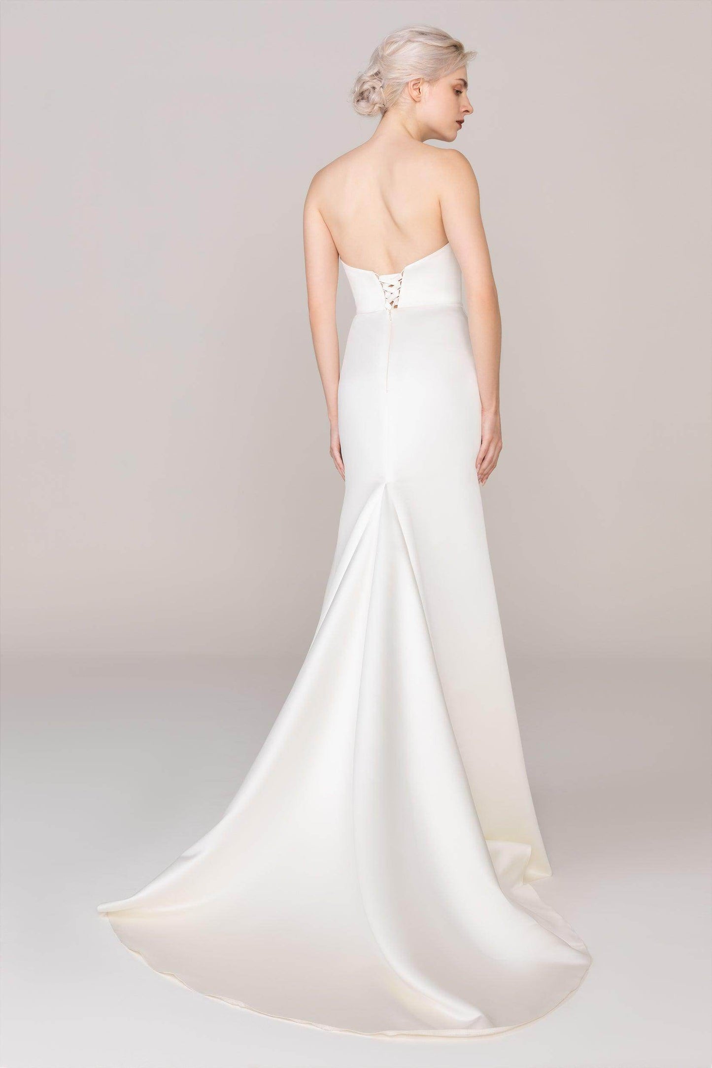 Trumpet-Mermaid Sweep-Brush Train Satin Wedding Dress CW2423CR - COCOMELODY