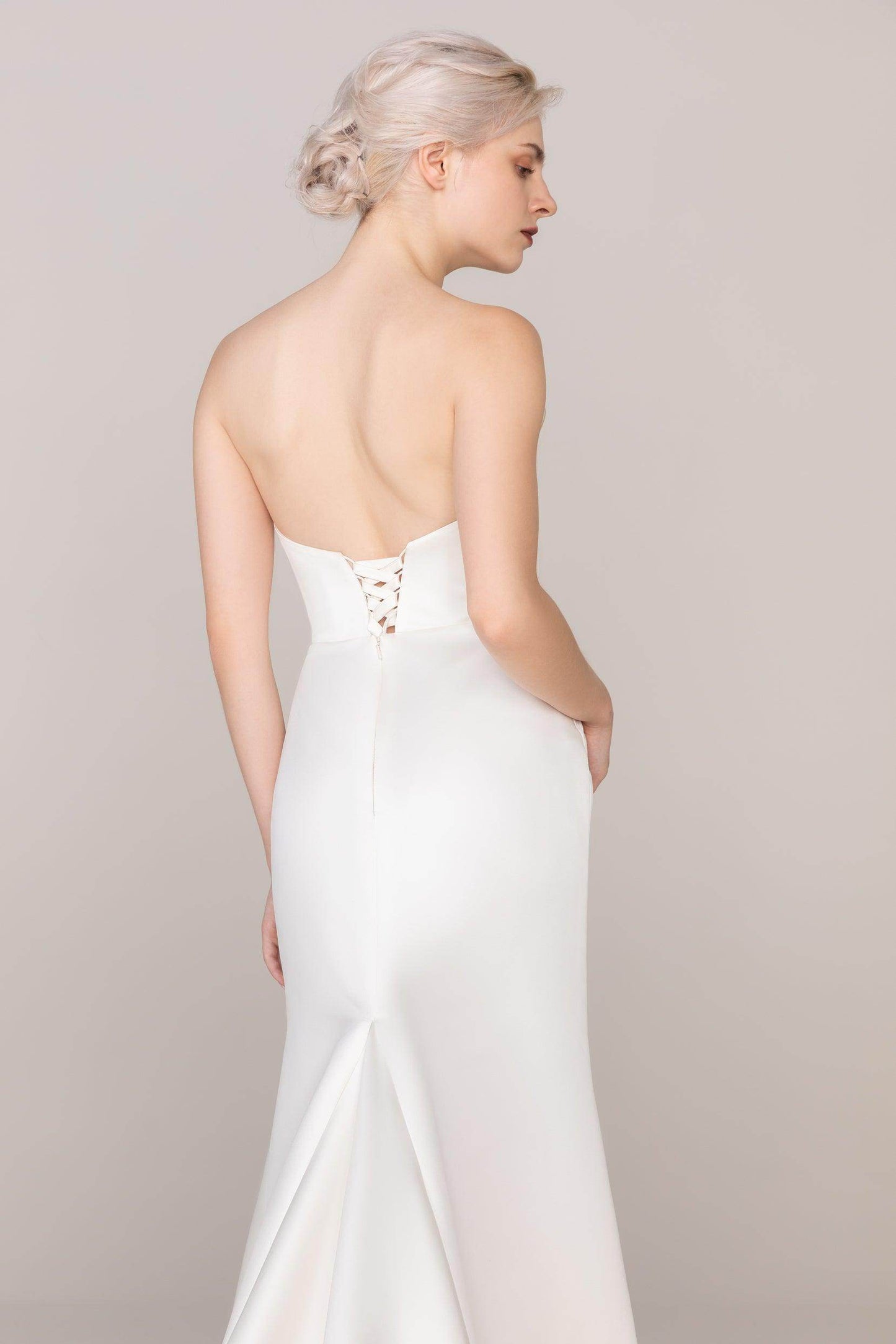 Trumpet-Mermaid Sweep-Brush Train Satin Wedding Dress CW2423CR - COCOMELODY