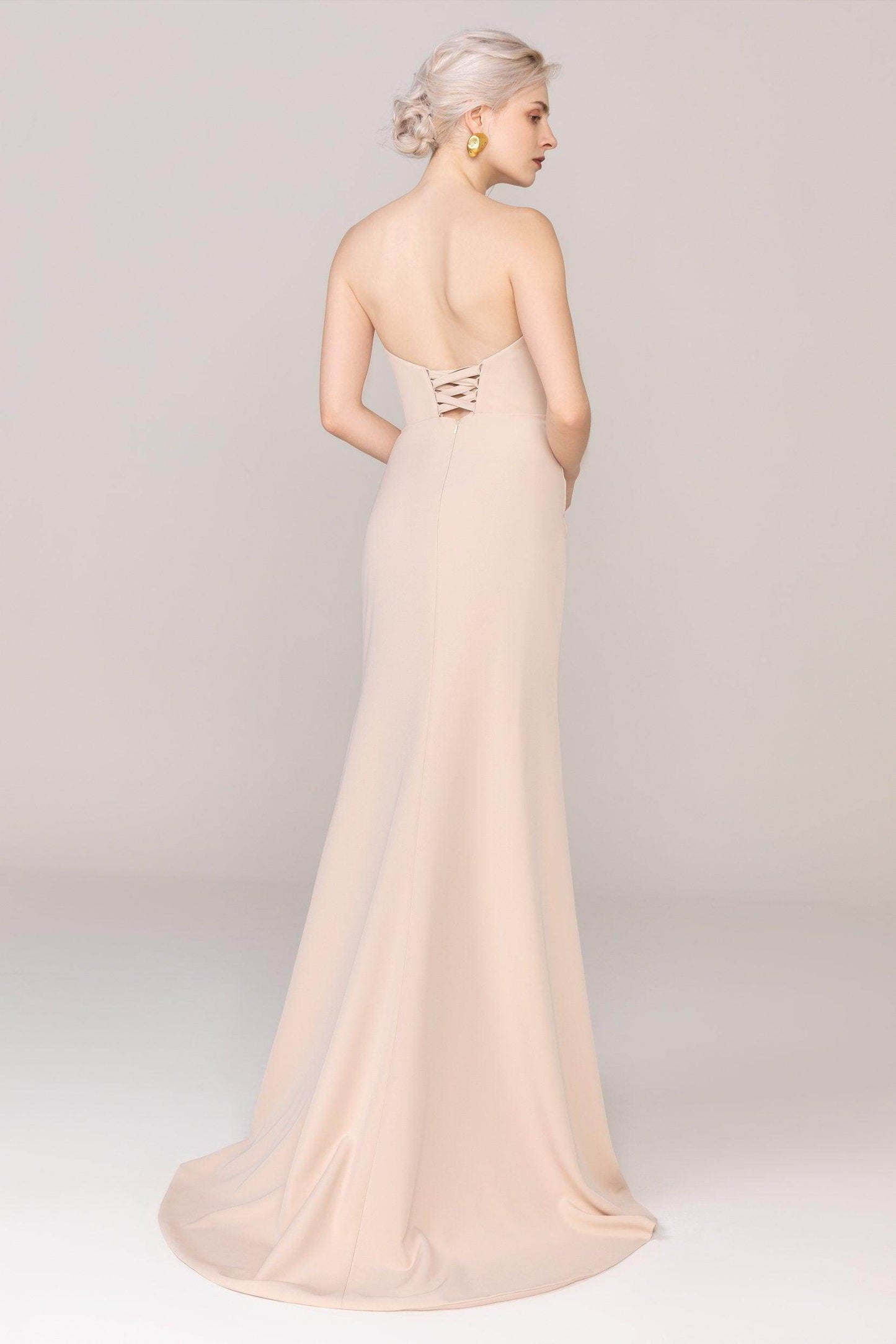 Trumpet Sweep-Brush Train Tulle Elastic Cloth Wedding Dress CW2485 - COCOMELODY