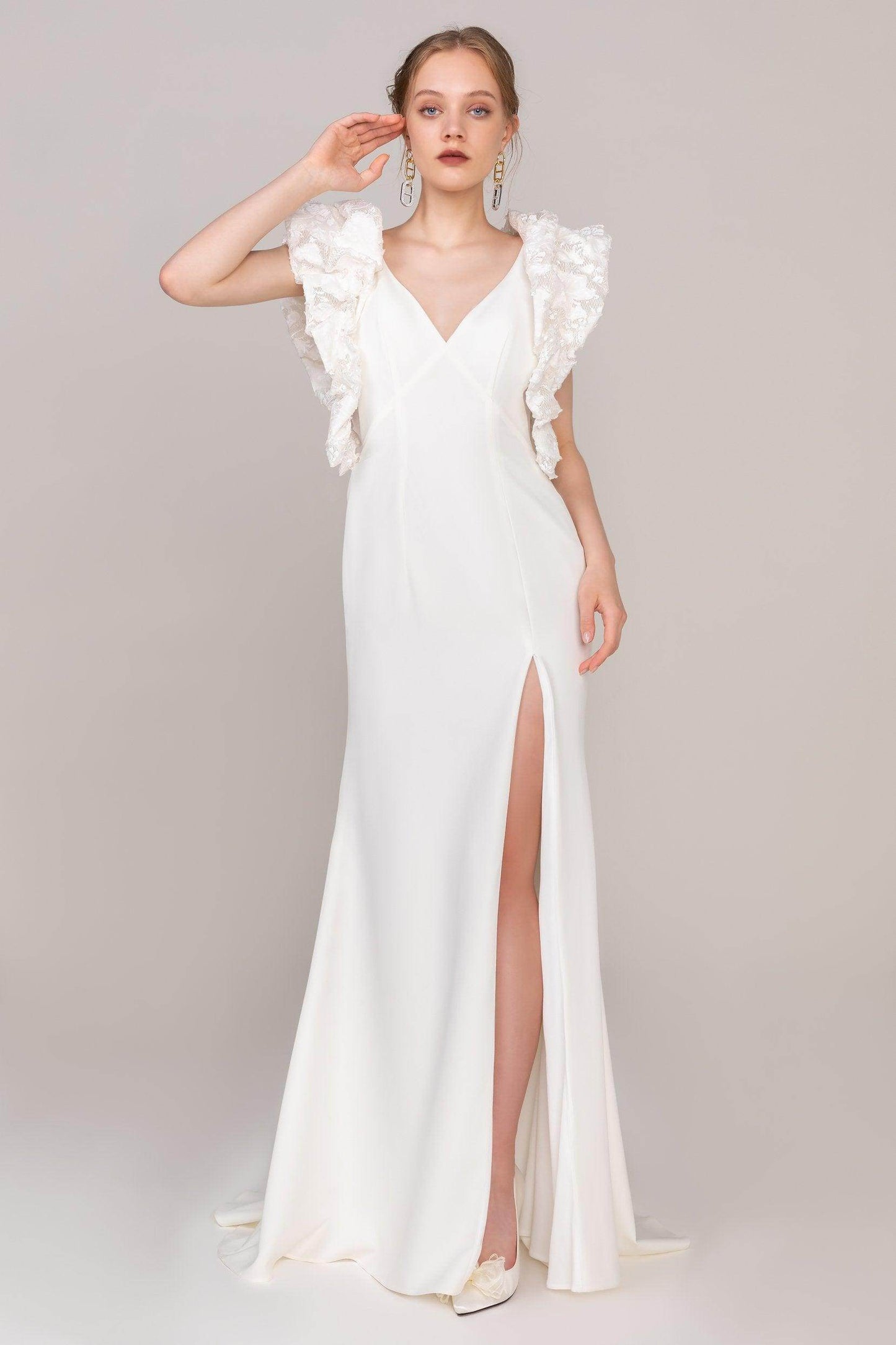 Sheath Sweep-Brush Train Elastic Cloth Wedding Dress CW2426 - COCOMELODY