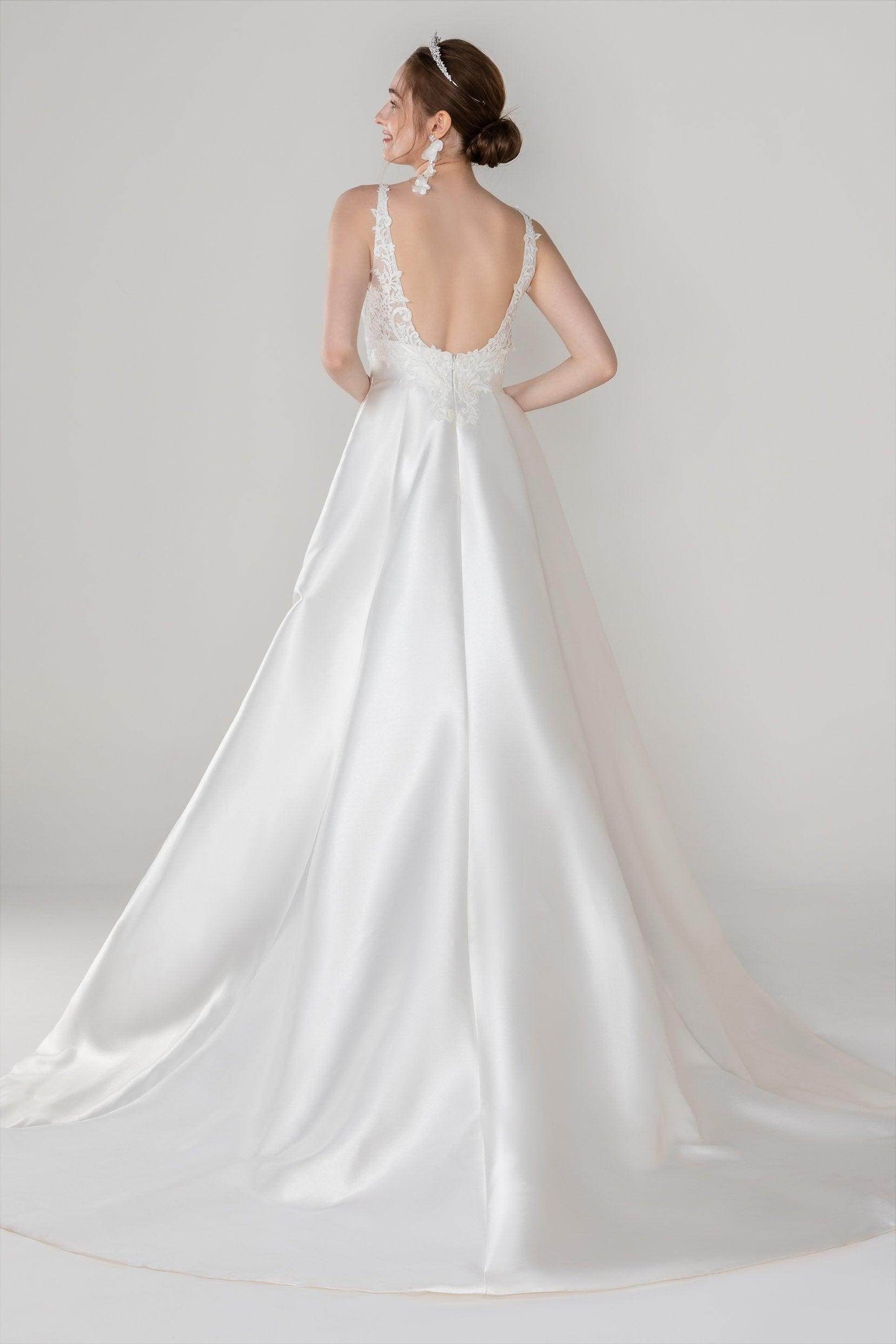 A-Line Court Train Mikado Wedding Dress CW2449 - COCOMELODY