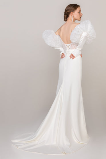 Trumpet Sweep Train Lace Elastic Cloth Wedding Dress CW2472