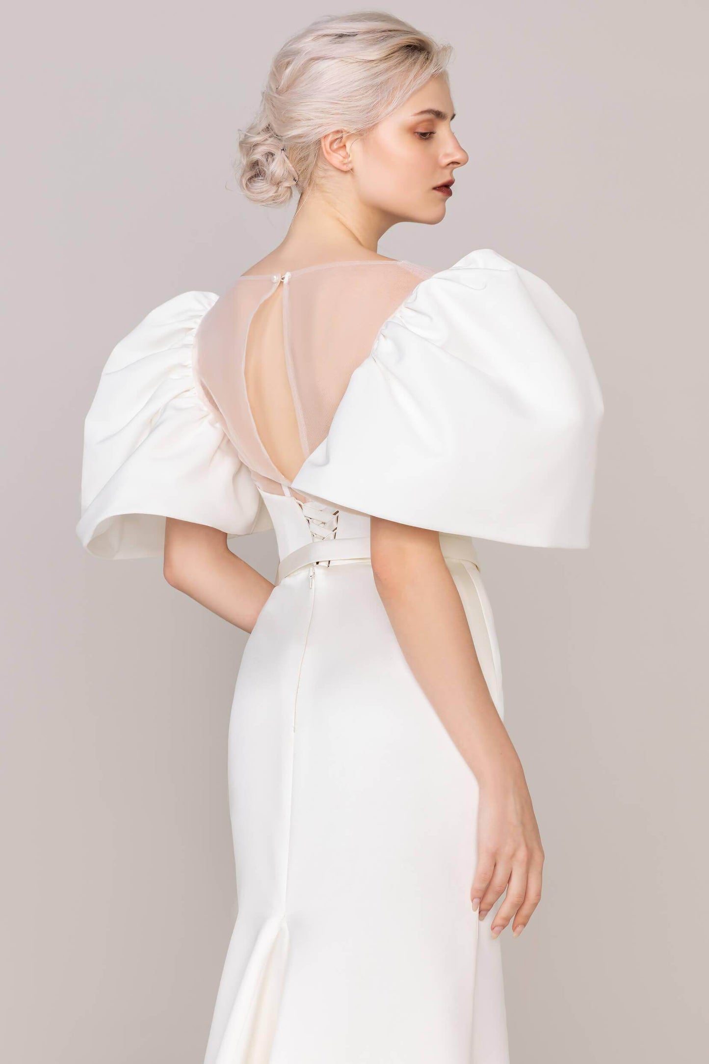 Trumpet-Mermaid Sweep-Brush Train Satin Wedding Dress CW2476 - COCOMELODY