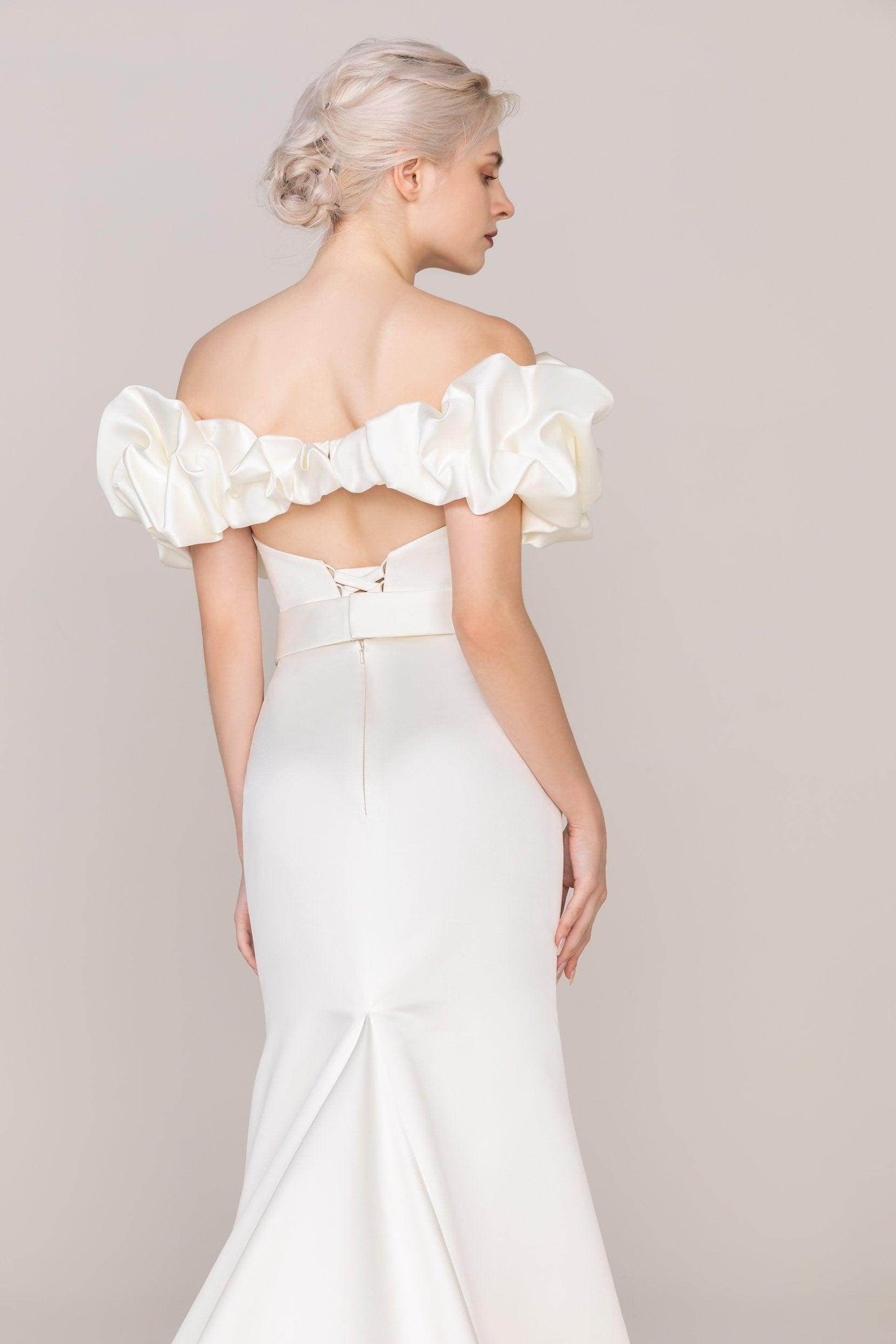 Trumpet-Mermaid Sweep-Brush Train Satin Wedding Dress CW2477 - COCOMELODY