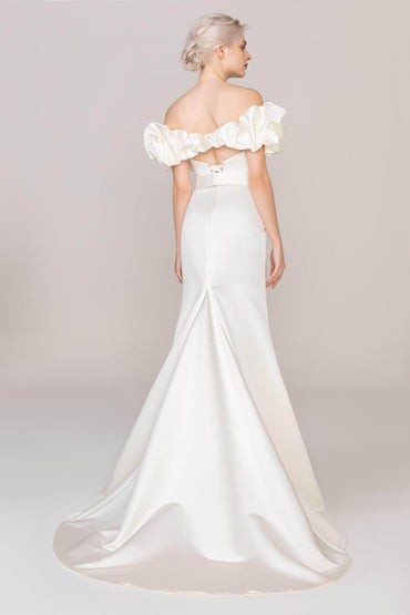 Trumpet-Mermaid Sweep-Brush Train Satin Wedding Dress CW2477 - COCOMELODY