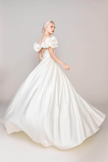 A-Line Court Train Satin Wedding Dress CW2478 - COCOMELODY