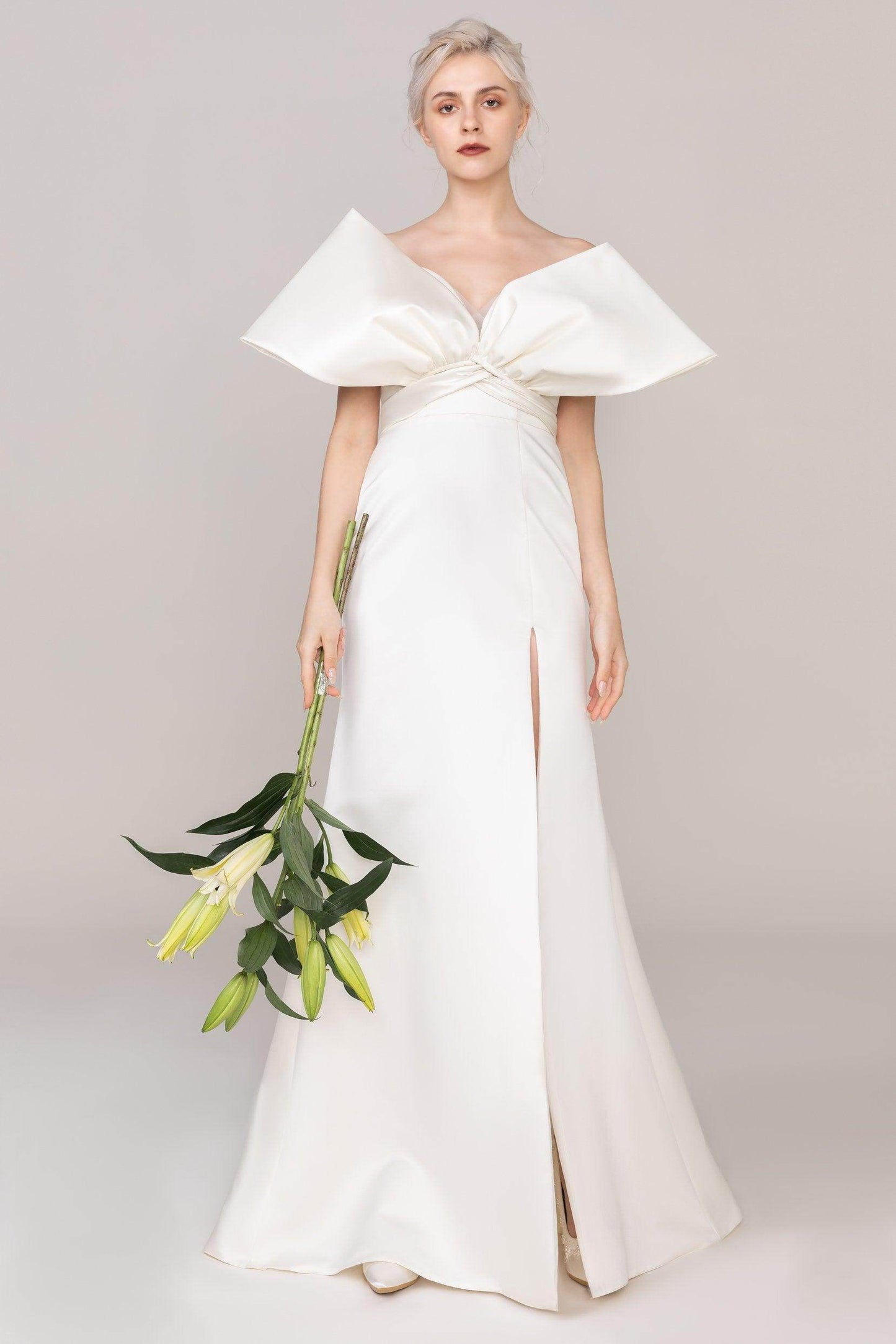 Trumpet-Mermaid Sweep-Brush Train Satin Wedding Dress CW2479 - COCOMELODY