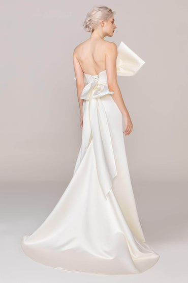 Trumpet-Mermaid Sweep-Brush Train Satin Wedding Dress CW2479 - COCOMELODY