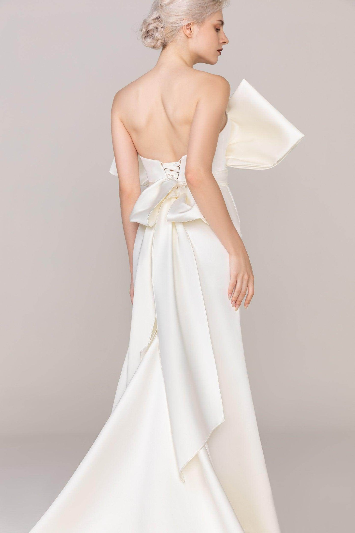Trumpet-Mermaid Sweep-Brush Train Satin Wedding Dress CW2479 - COCOMELODY