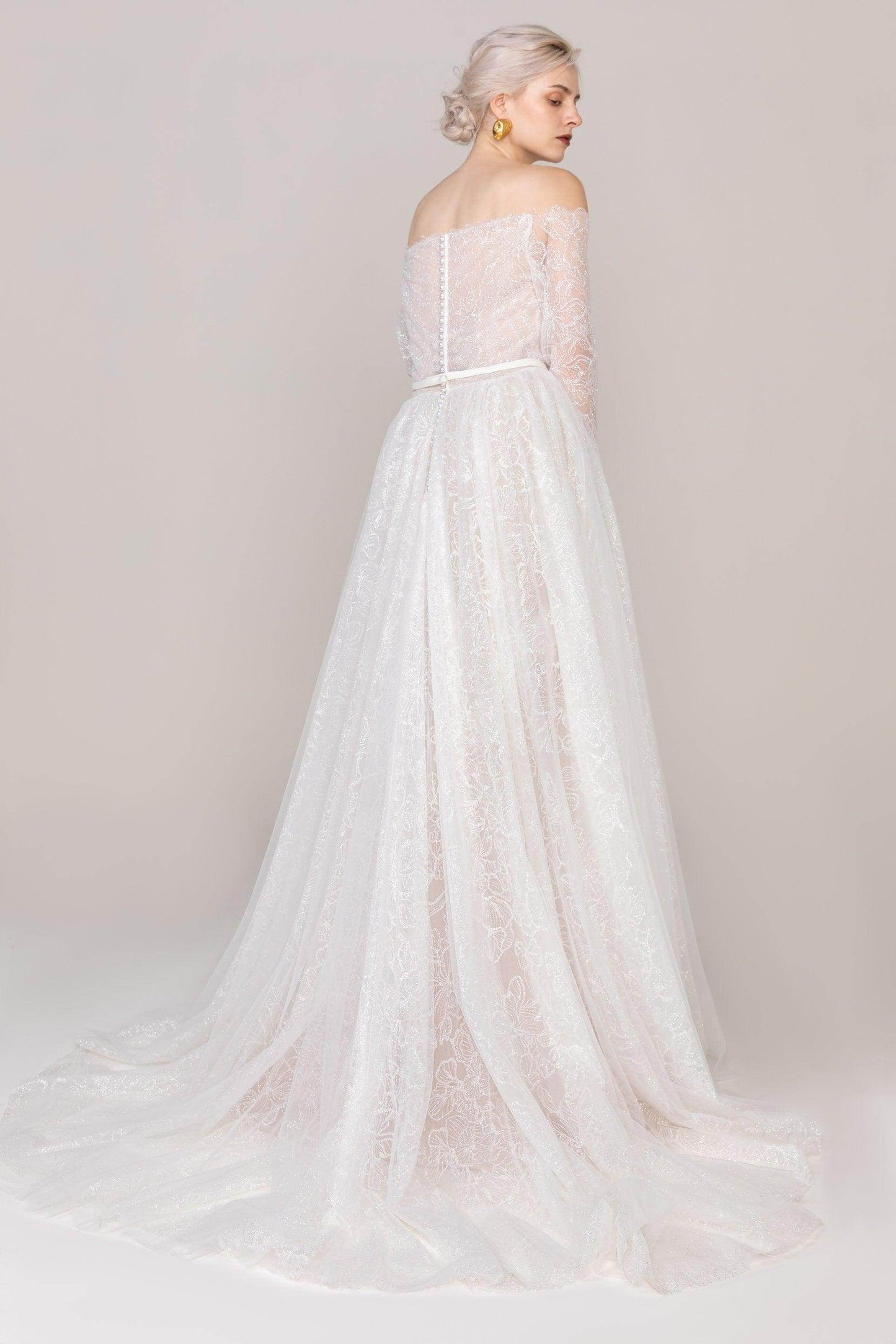 A-Line Court Train Tulle Lace Wedding Dress CW2484 - COCOMELODY