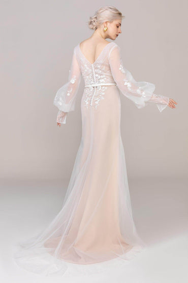 Trumpet Sweep-Brush Train Tulle Elastic Cloth Wedding Dress CW2485 - COCOMELODY