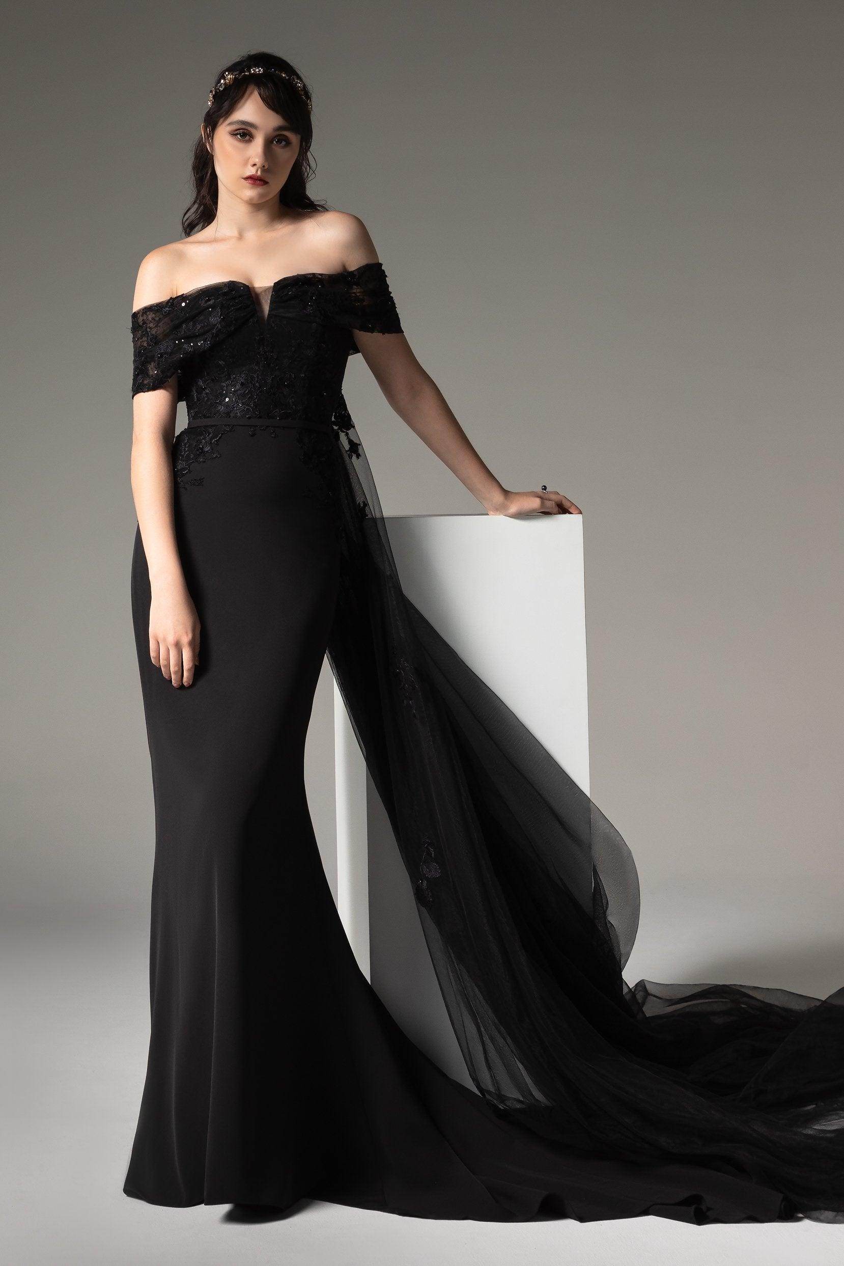 Black Mermaid Beading Elastic Cloth Wedding Dress COCOMELODY CW2492 Black Mermaid Beading Elastic Cloth Wedding Dress COCOMELODY CW2492
