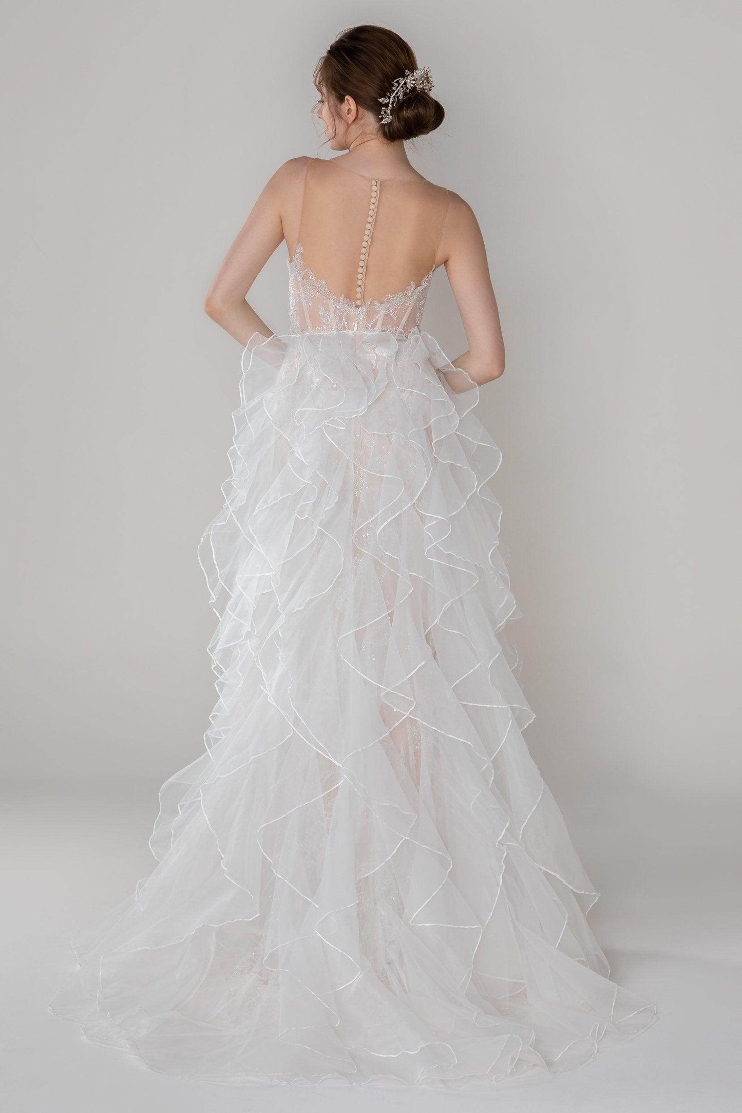 Trumpet-Mermaid Court Train Lace Wedding Dress CW2500 - COCOMELODY