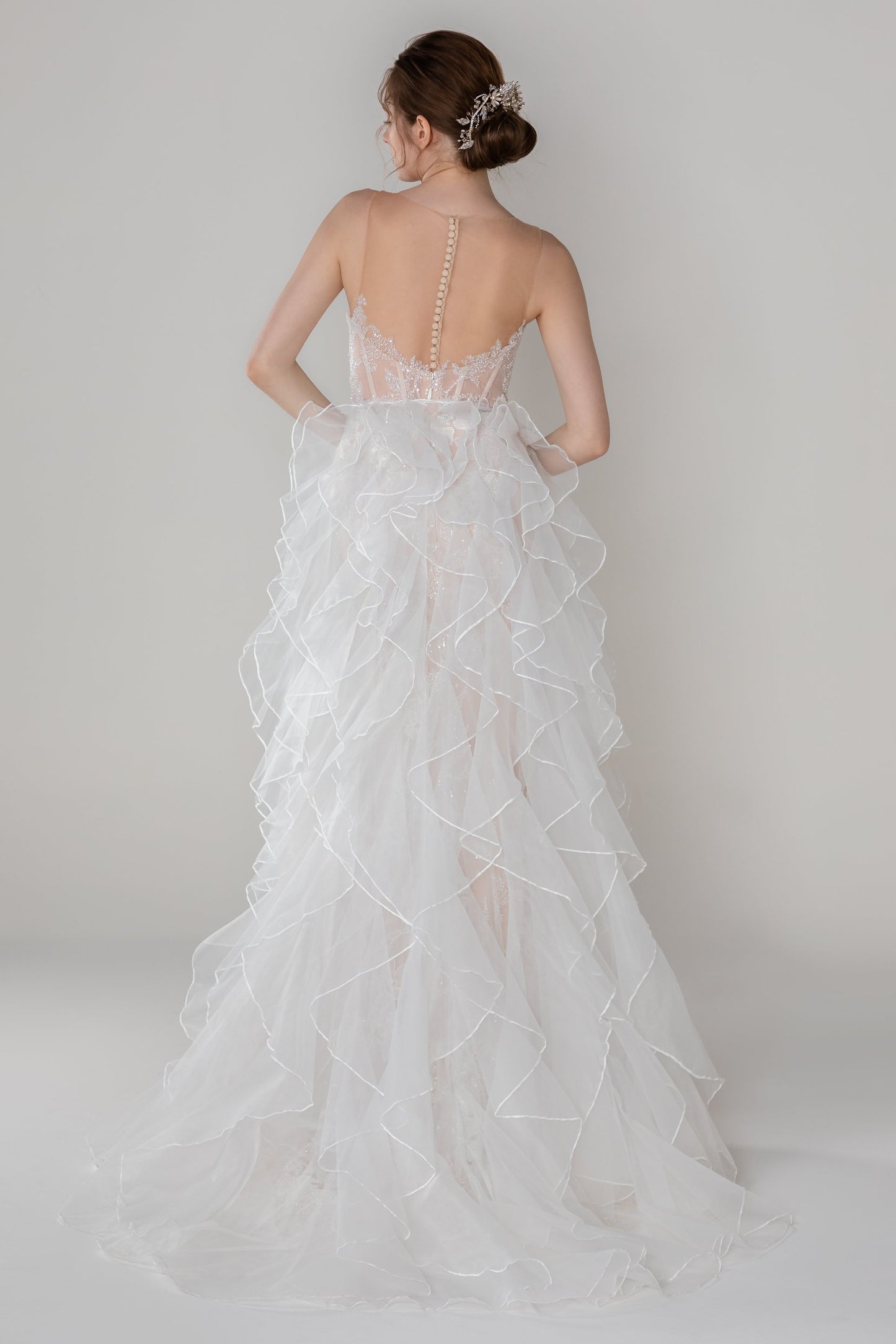 Trumpet-Mermaid Court Train Lace Wedding Dress CW2500