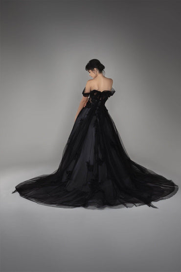 A-Line Court Train Tulle Wedding Dress CW2502 - COCOMELODY