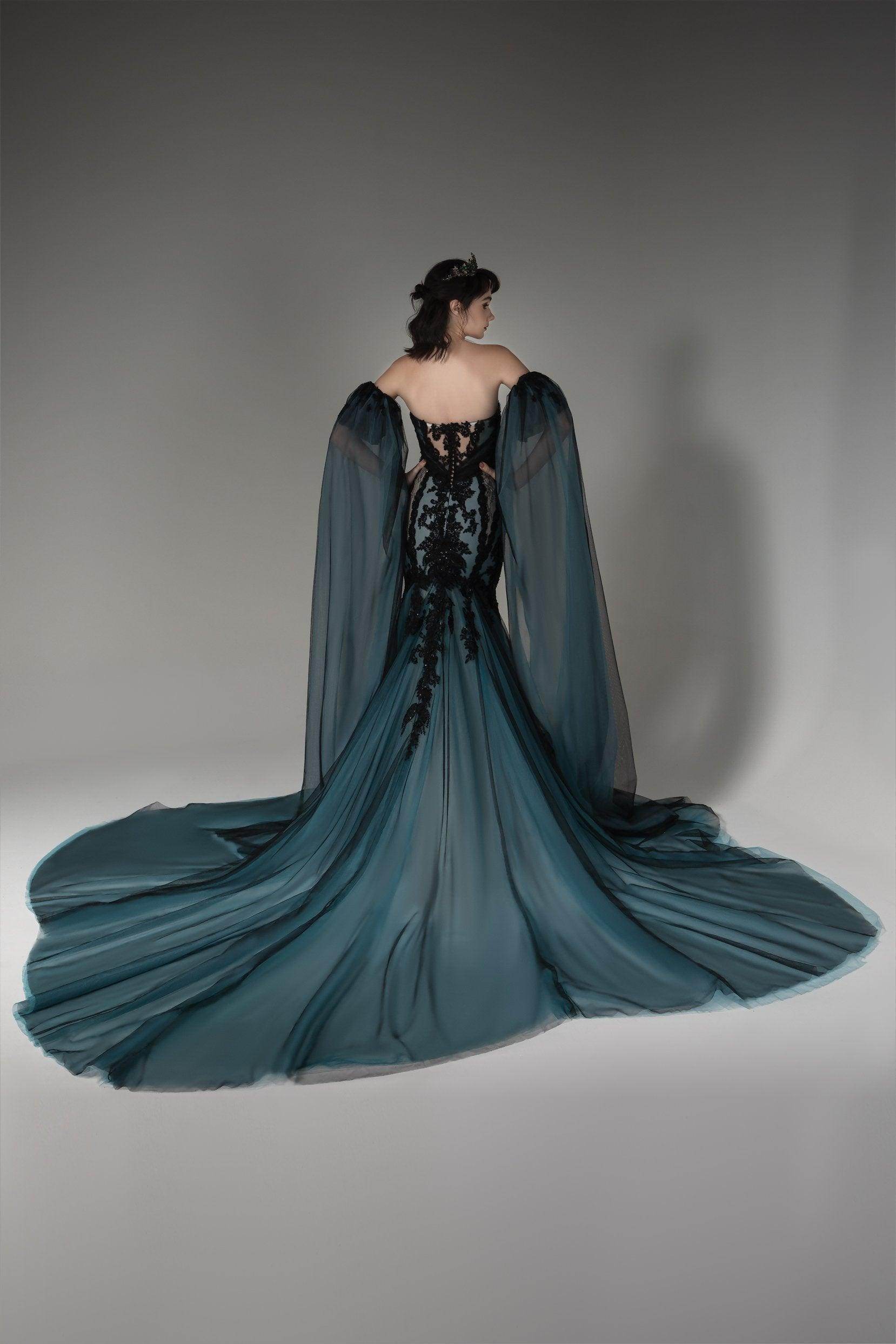 Trumpet-Mermaid Cathedral Train Tulle Wedding Dress CW2504CR - COCOMELODY