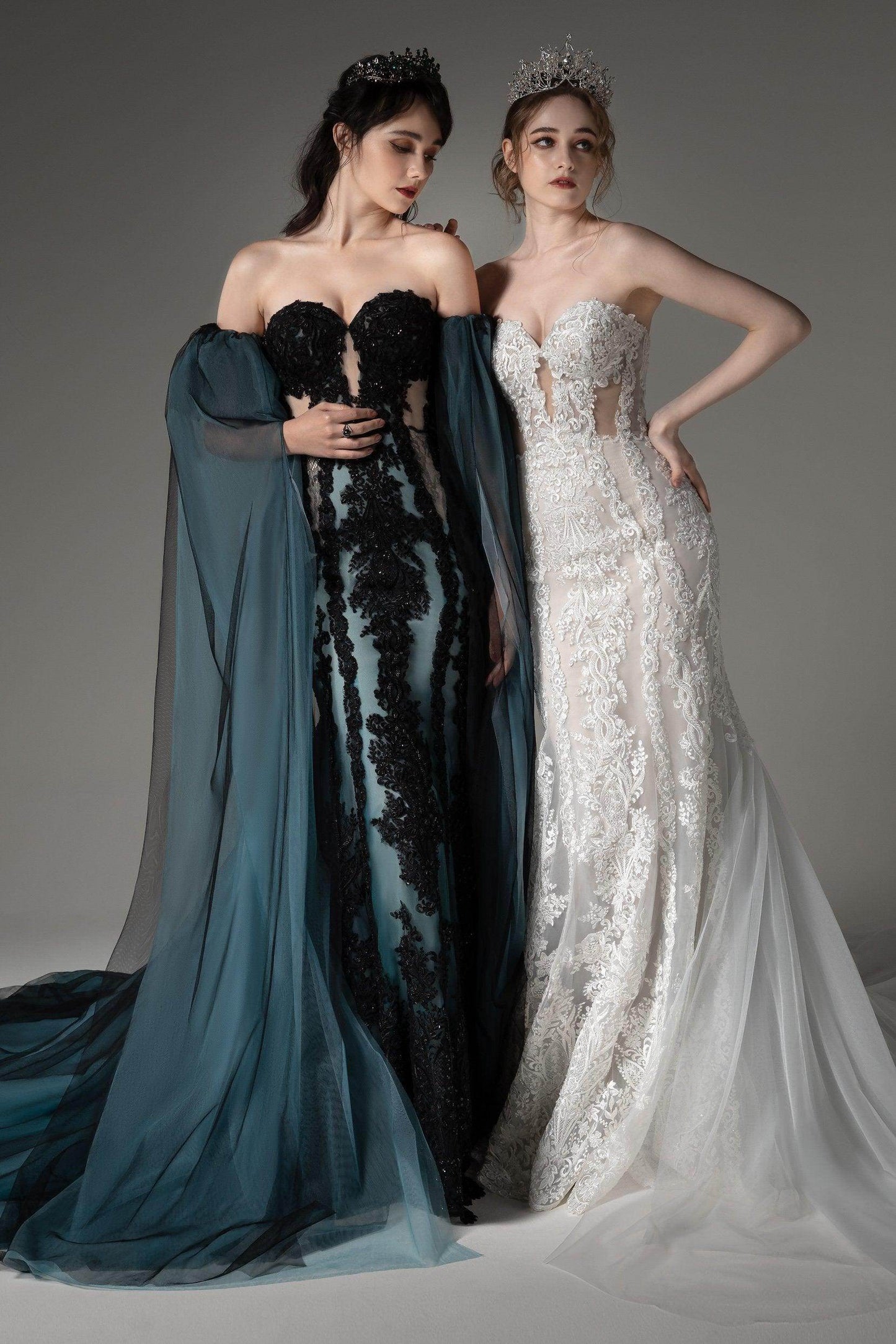 Trumpet-Mermaid Cathedral Train Tulle Wedding Dress CW2504 - COCOMELODY