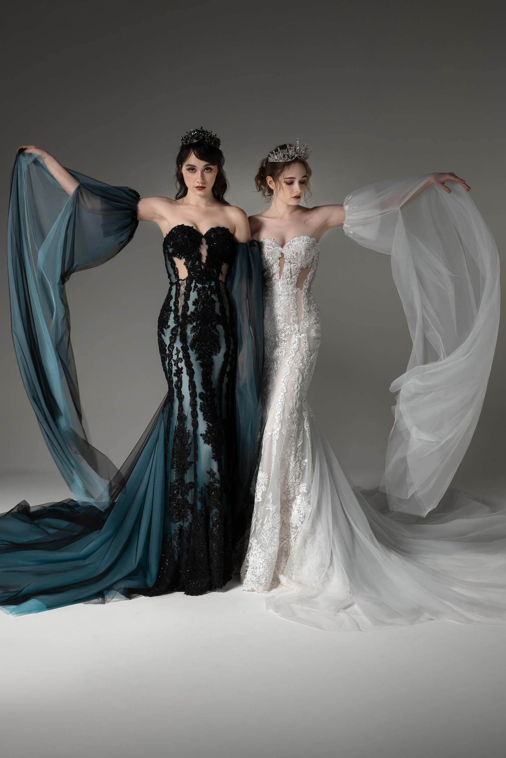 Trumpet-Mermaid Cathedral Train Tulle Wedding Dress CW2504CR - COCOMELODY