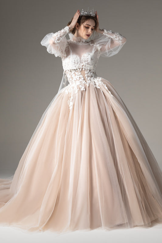 Ball Gown Chapel Train Tulle Wedding Dress CW2511