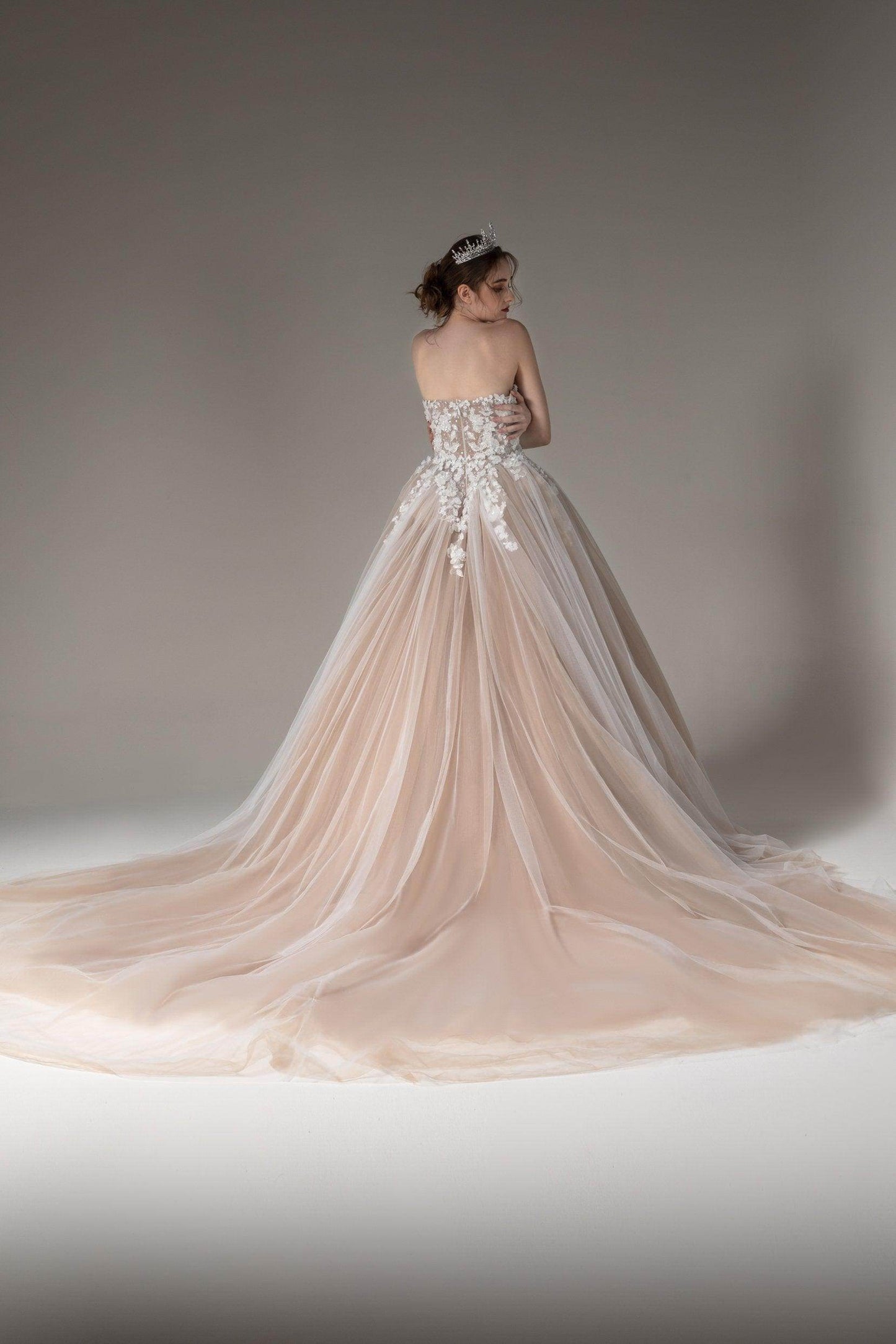 Ball Gown Chapel Train Tulle Wedding Dress CW2511 - COCOMELODY