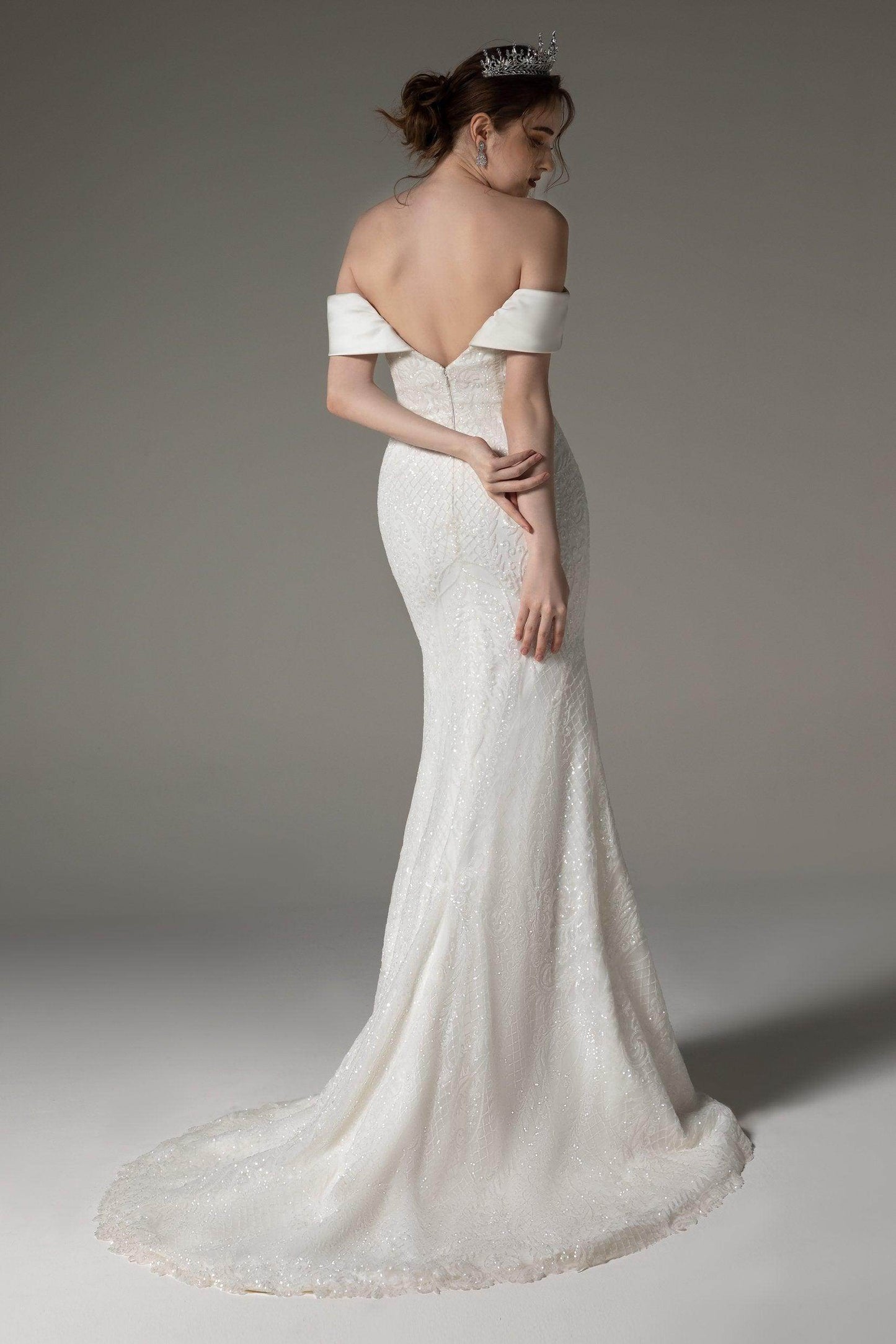Princess Chapel Train Satin Wedding Dress CW2512 - COCOMELODY