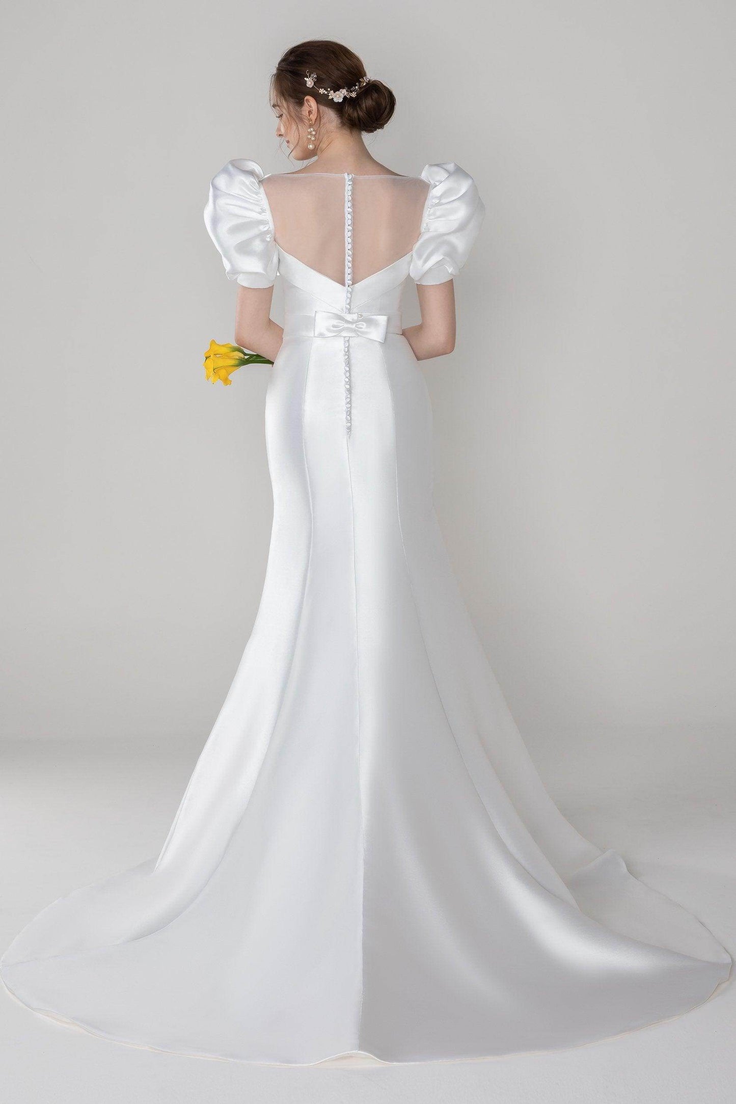 Trumpet-Mermaid Court Train Mikado Wedding Dress CW2523 - COCOMELODY