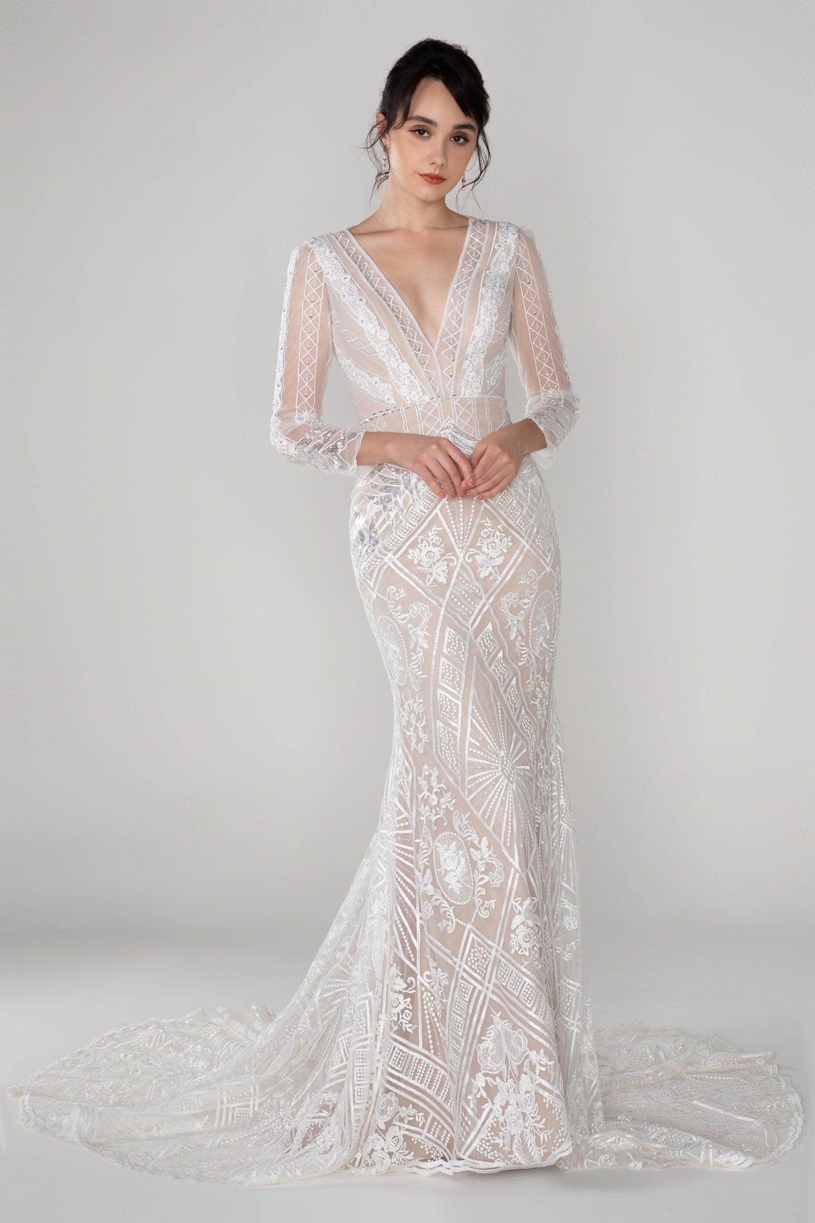 trumpet mermaid v neck dress Stacees Bridal Wedding Dress Trumpet/Mermaid V Neck Elastic Satin Chapel Train Wedding Dress