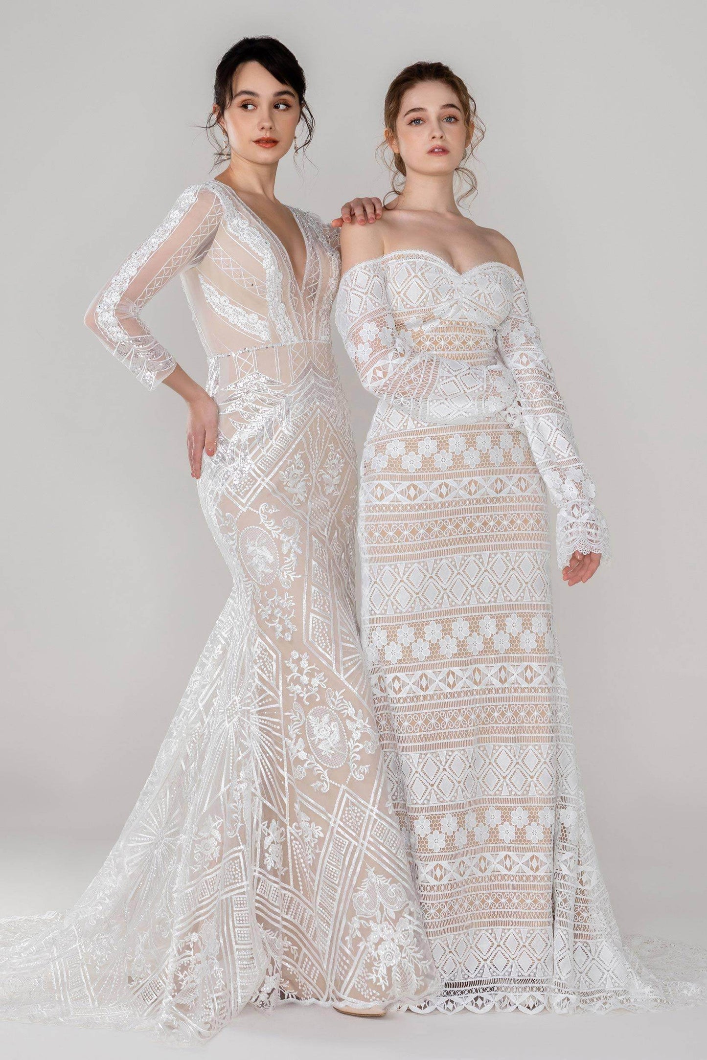 Trumpet-Mermaid Court Train Lace Wedding Dress CW2532CR - COCOMELODY