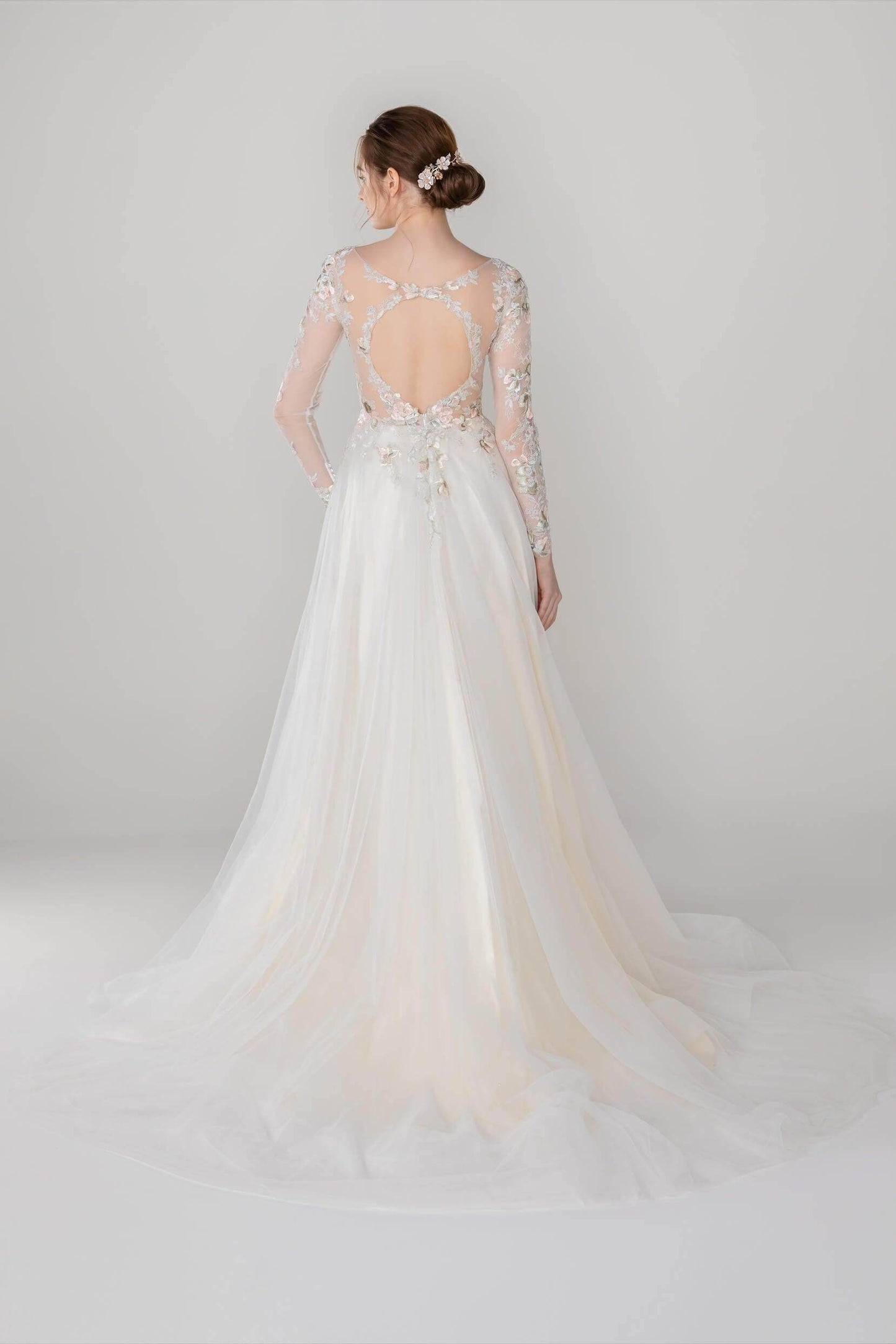 A-Line Court Train Tulle Lace Wedding Dress CW2535