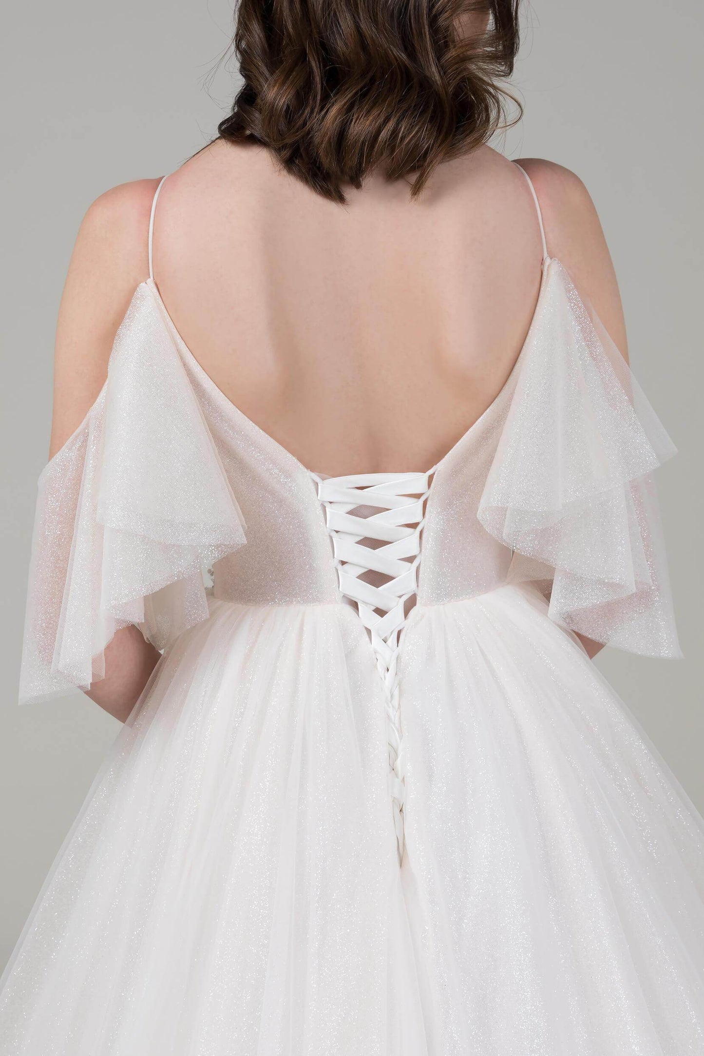 A-Line Chapel Train Tulle Wedding Dress CW2540 - COCOMELODY
