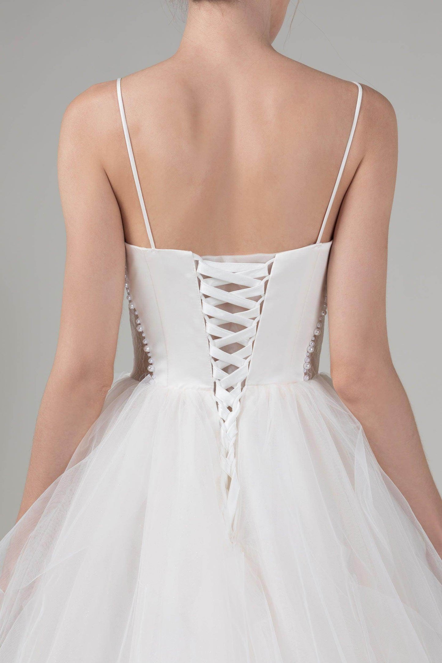 A-Line Court Train Satin Tulle Wedding Dress CW2542 - COCOMELODY