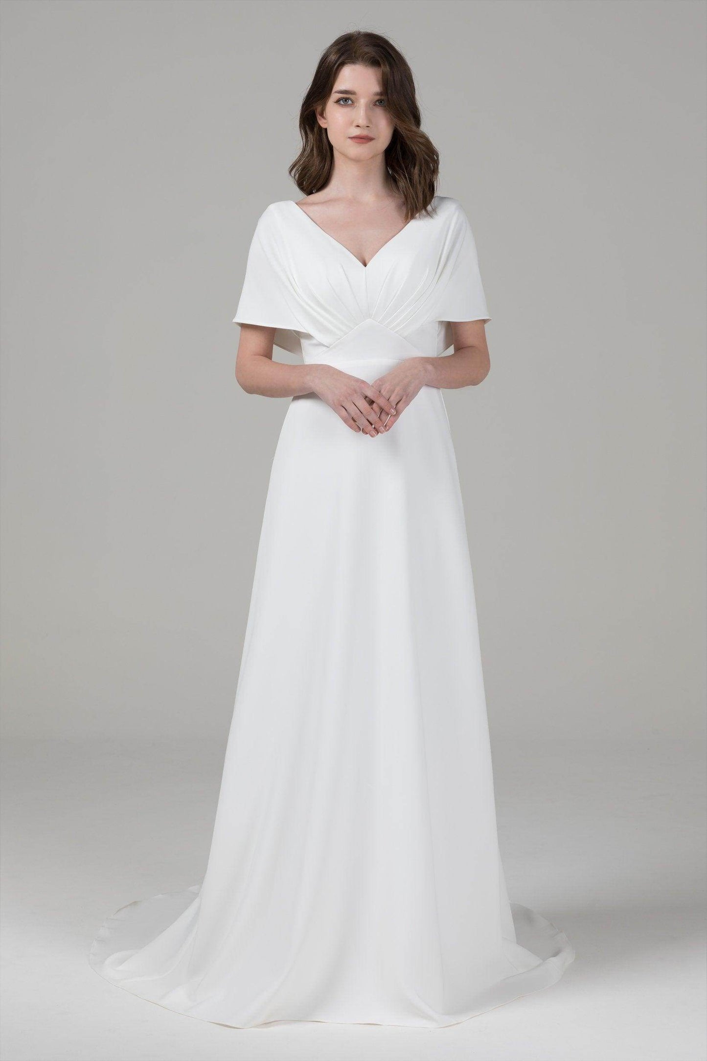 A-Line Court Train Elastic Cloth Wedding Dress CW2564 - COCOMELODY
