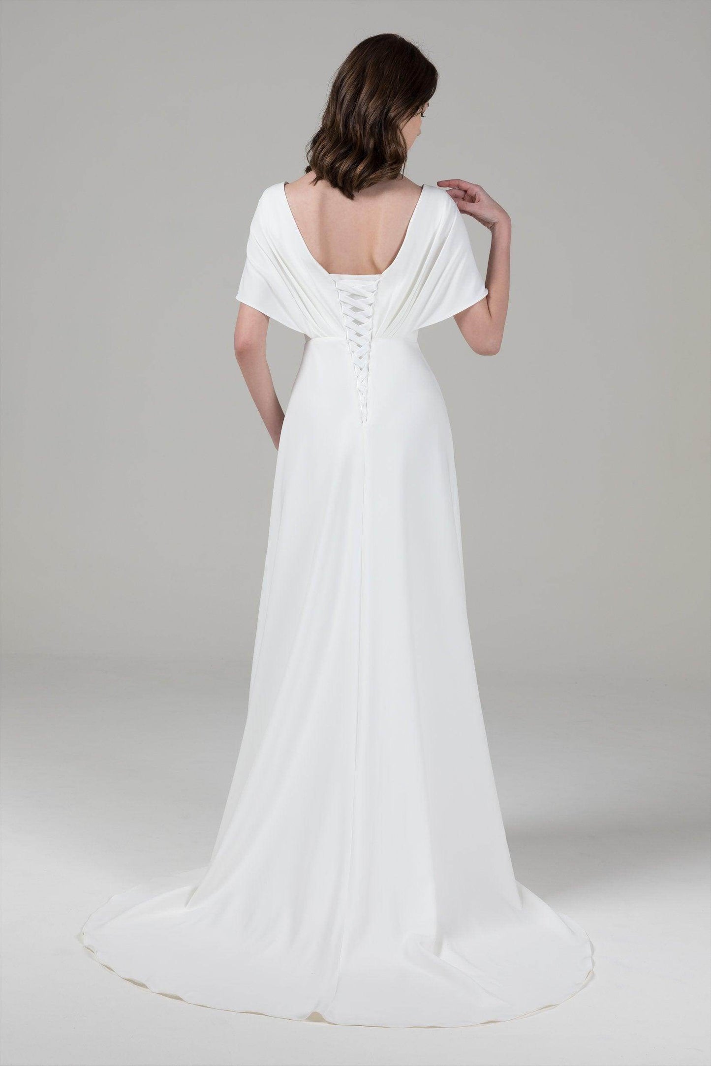 A-Line Court Train Elastic Cloth Wedding Dress CW2564 - COCOMELODY