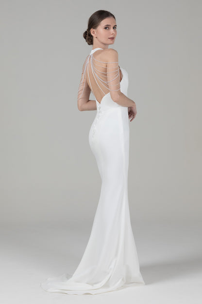 Mermaid Court Train Elastic Cloth Wedding Dress CW2571