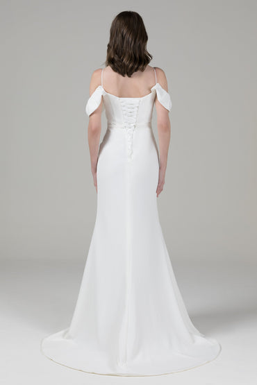 Mermaid High-Low Elastic Cloth Wedding Dress CW2572