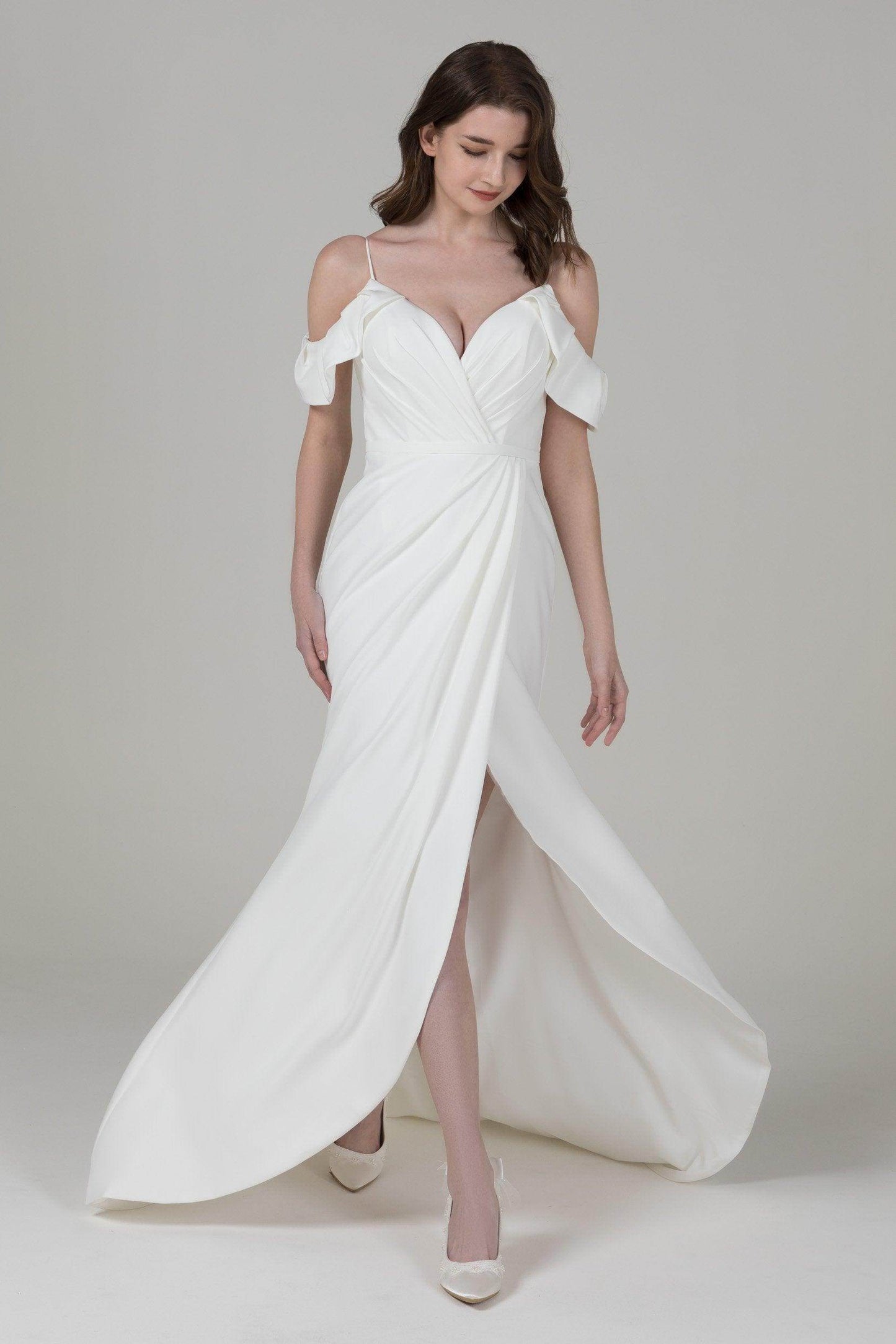 Mermaid High-Low Elastic Cloth Wedding Dress CW2572 - COCOMELODY