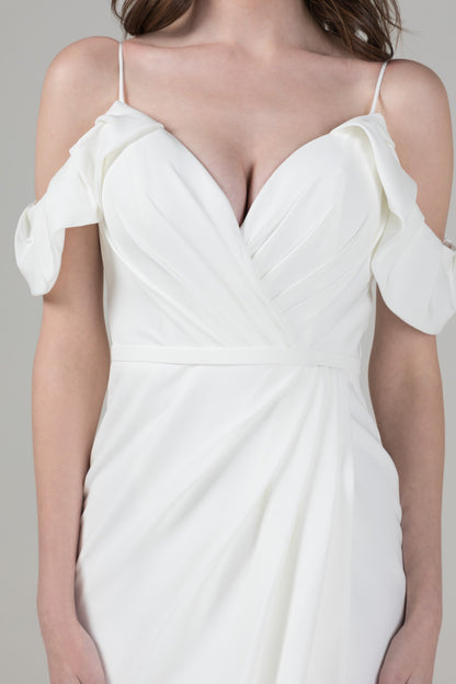 Mermaid High-Low Elastic Cloth Wedding Dress CW2572