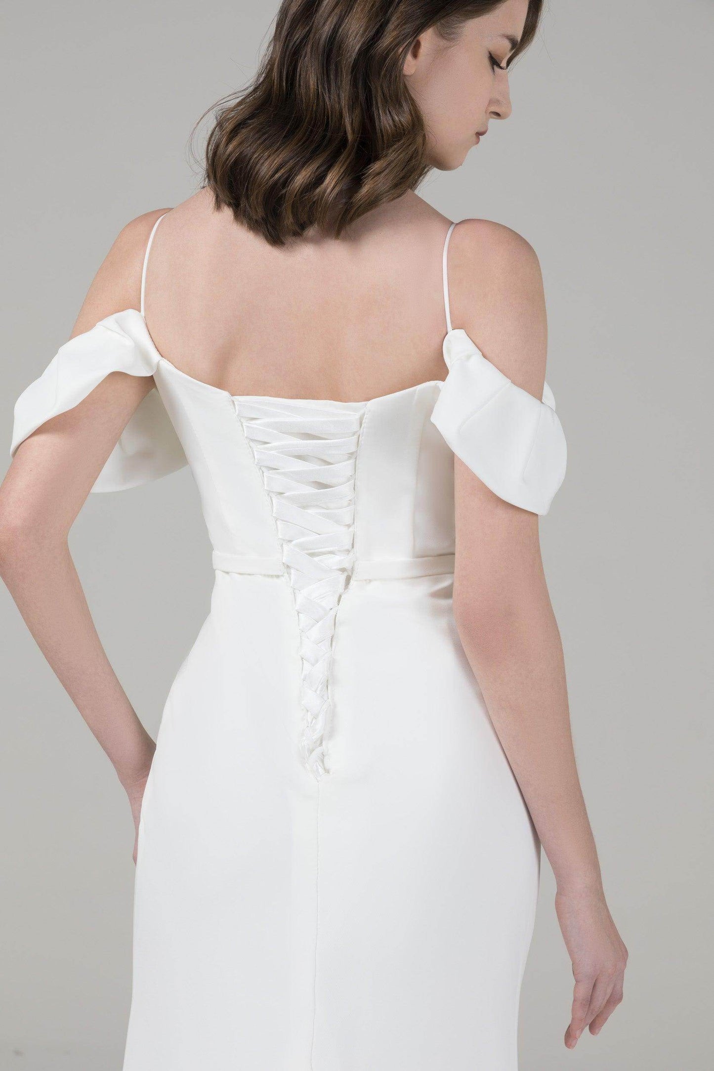 Mermaid High-Low Elastic Cloth Wedding Dress CW2572 - COCOMELODY