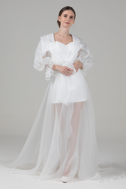 A-Line Court Train Elastic Cloth Wedding Dress CW2576